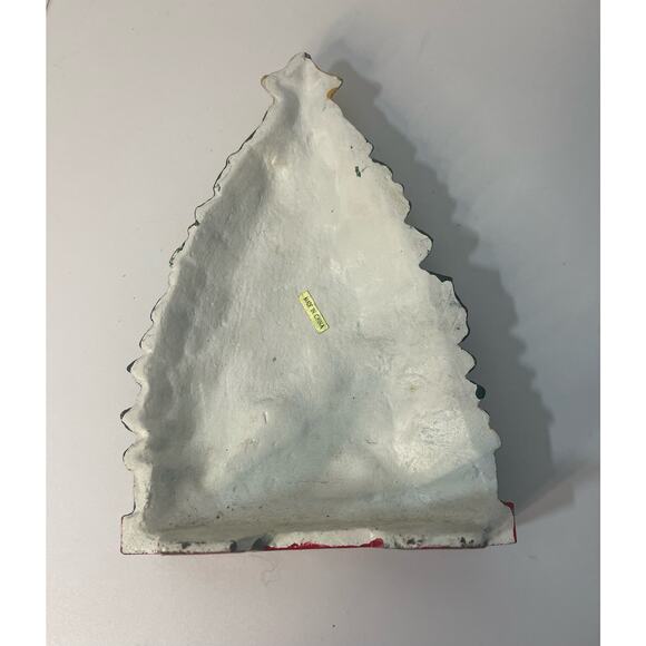 Vtg Cast Iron Decorated Christmas Tree Doorstop 8" Tall - Picture 3 of 5